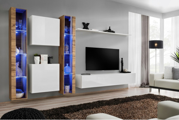 Soporte de TV blanco, mueble de pared, armario de pared, muebles de diseño para la sala de estar, buffet de lujo.