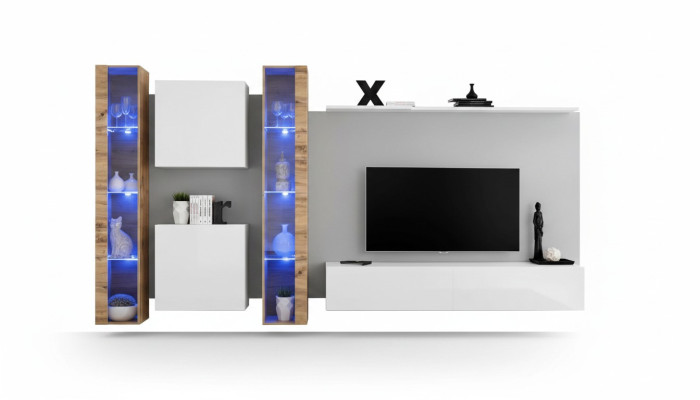 Soporte de TV blanco, mueble de pared, armario de pared, muebles de diseño para la sala de estar, buffet de lujo.