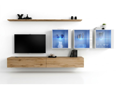 Muebles de salón estilo moderno diseño soporte para TV estantes de pared armario completo de pared.