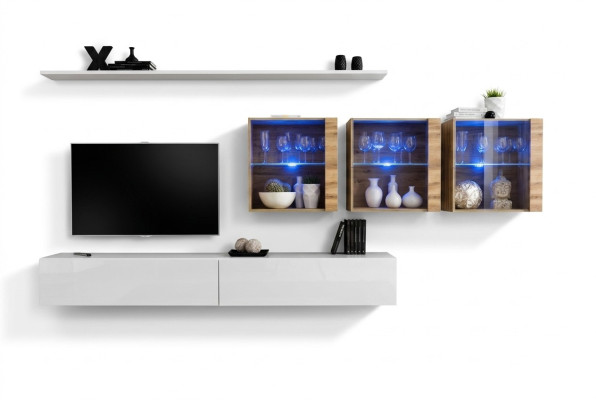 Mueble de pared completo moderno, muebles de salón, soporte de TV, diseño.