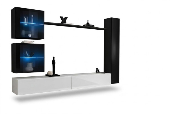 Conjunto de pared para salón de lujo de 6 piezas, mueble de salón de diseñador, soporte para TV, armario de pared.