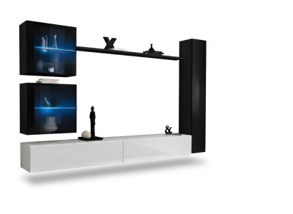 Conjunto de pared para salón de lujo de 6 piezas, mueble de salón de diseñador, soporte para TV, armario de pared.