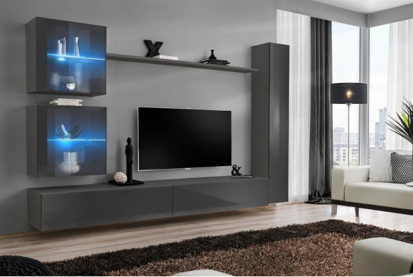 Conjunto de muebles de lujo completo en gris diseño moderno para salón.