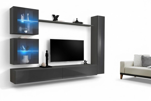 Conjunto de muebles de lujo completo en gris diseño moderno para salón.