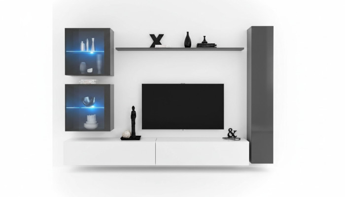 Mueble de salón de diseño moderno con soporte de TV en gris, muebles de sala de estar, aparador.
