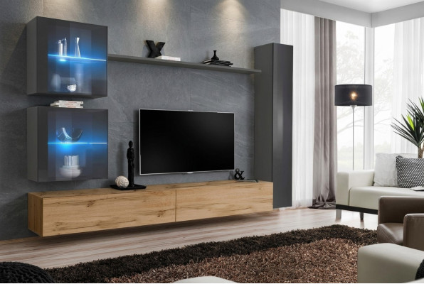 Moderno mueble de pared aparador gris mobiliario armario de pared sala de estar soporte de TV