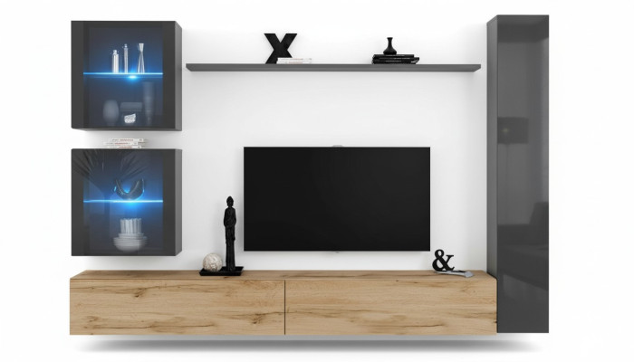 Moderno mueble de pared aparador gris mobiliario armario de pared sala de estar soporte de TV