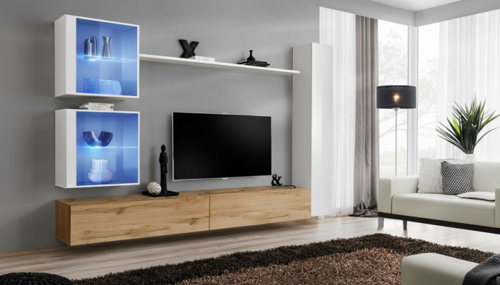 Conjunto completo de sala de estar 6 piezas. Mobiliario de lujo de diseñador armario de pared.
