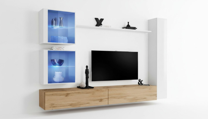 Conjunto completo de sala de estar 6 piezas. Mobiliario de lujo de diseñador armario de pared.