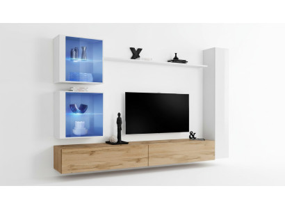 Conjunto completo de sala de estar 6 piezas. Mobiliario de lujo de diseñador armario de pared.
