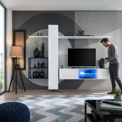 Muebles de salón conjunto 270 cm armario de pared blanco estanterías de pared decoración