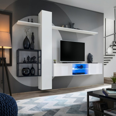 Muebles de salón conjunto 270 cm armario de pared blanco estanterías de pared decoración