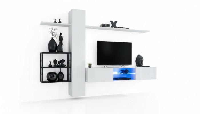 Muebles de salón conjunto 270 cm armario de pared blanco estanterías de pared decoración