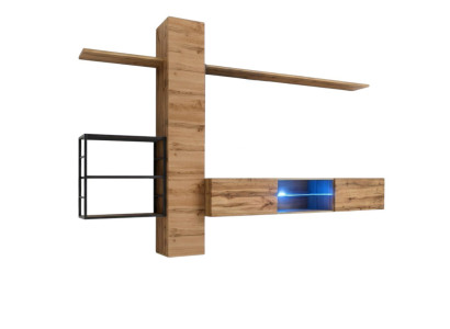 Mueble armario de pared de lujo para sala de estar en color marrón con 3 estantes de pared.