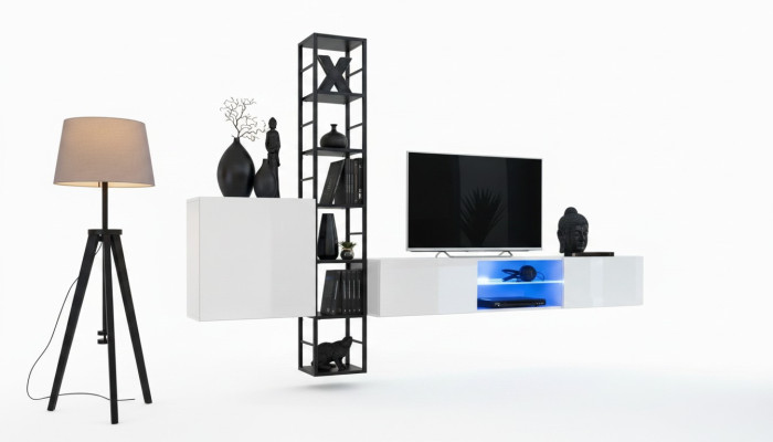 Conjunto completo de sala de estar de lujo de 3 piezas: pared de sala, armario de pared, soporte para TV diseño.