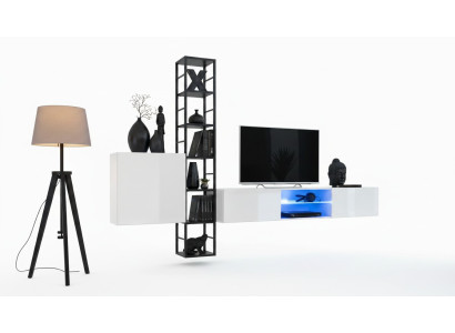 Conjunto completo de sala de estar de lujo de 3 piezas: pared de sala, armario de pared, soporte para TV diseño.