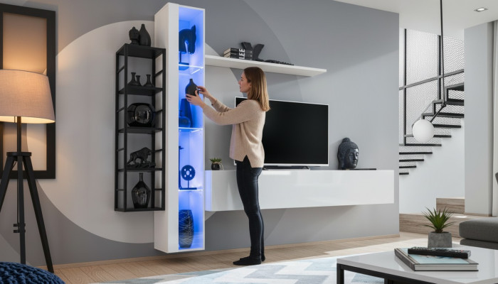 Mueble de salón de lujo estilo diseñador moderno juego de sala de estar conjunto de pared vitrina mueble bajo