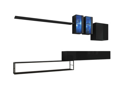 Mueble de pared de diseño negro moderno de lujo con soporte de TV de muebles de madera.