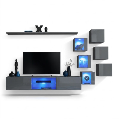 Set de muebles de lujo de 8 piezas, estantería de pared, 6 armarios de pared, nuevo mobiliario.