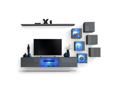 Set de muebles de lujo de 8 piezas, estantería de pared, 6 armarios de pared, nuevo mobiliario.