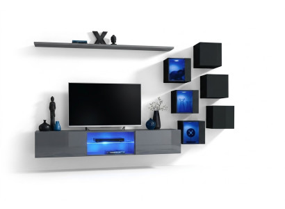 Establecer Moderno Gris Mobiliario Salón Televisión Soporte Mesa de TV Muebles de Madera Armario de Pared