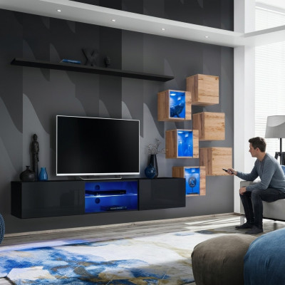 Muebles de madera Moderno Mueble de sala de estar de diseñador Soporte de televisión Mueble de pared