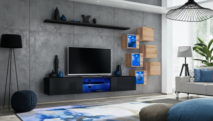 Muebles de madera Moderno Mueble de sala de estar de diseñador Soporte de televisión Mueble de pared