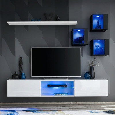 Conjunto de muebles para sala de estar 6x armario de pared estantes de pared aparador muebles de madera nuevo.