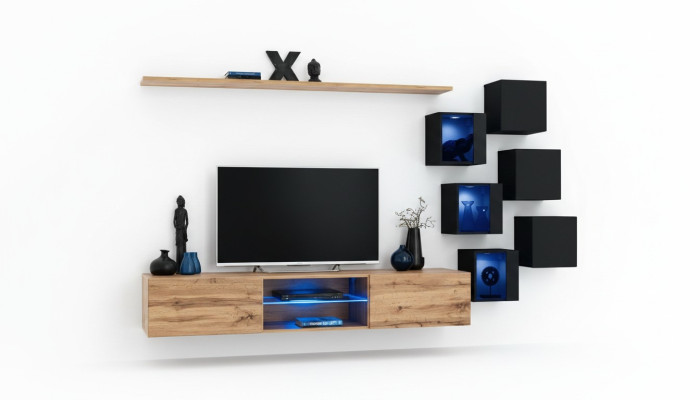 Mueble de salón marrón, estanterías, aparador, armario de pared, lujo, nuevo, mueble de televisión de pie de madera.