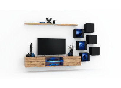 Mueble de salón marrón, estanterías, aparador, armario de pared, lujo, nuevo, mueble de televisión de pie de madera.