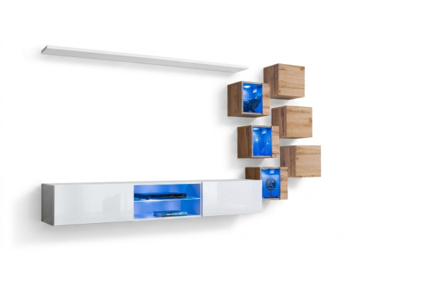 Nuevo conjunto completo de 8 piezas armario de pared lujo aparador soporte de TV estantes de pared.