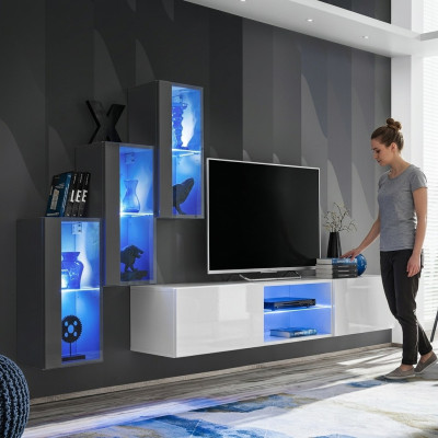 Mueble de lujo del diseñador de la pared de la sala de estar soporte para TV 3 armarios laterales de aparador muebles de madera