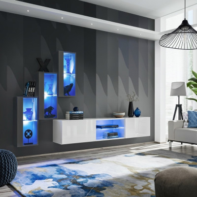 Mueble de lujo del diseñador de la pared de la sala de estar soporte para TV 3 armarios laterales de aparador muebles de madera
