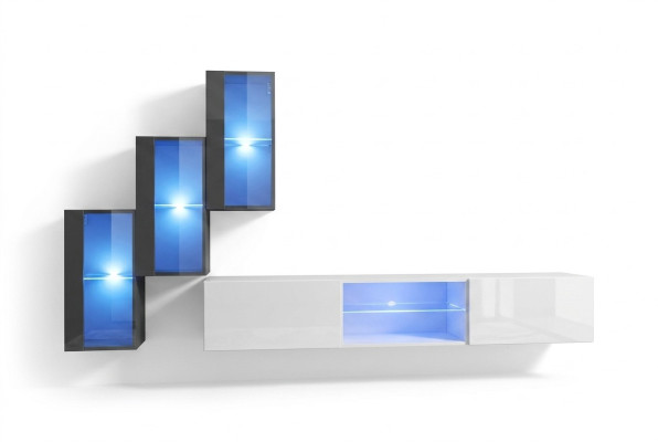 Mueble de lujo del diseñador de la pared de la sala de estar soporte para TV 3 armarios laterales de aparador muebles de madera