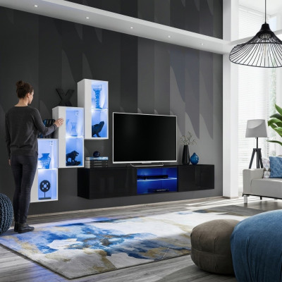 Conjunto de muebles de lujo para pared, diseño moderno, equipamiento completo, 3 armarios de pared.