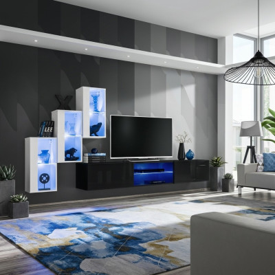 Conjunto de muebles de lujo para pared, diseño moderno, equipamiento completo, 3 armarios de pared.