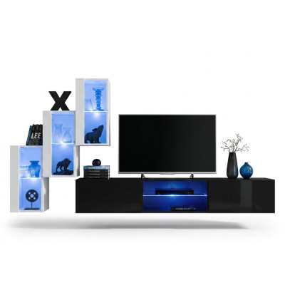 Conjunto de muebles de lujo para pared, diseño moderno, equipamiento completo, 3 armarios de pared.