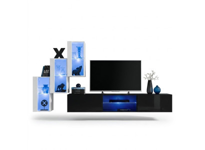 Conjunto de muebles de lujo para pared, diseño moderno, equipamiento completo, 3 armarios de pared.