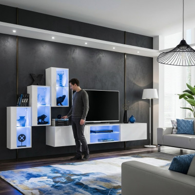 Conjunto de sala de estar de lujo nuevo, 210 cm de moderno conjunto de sala de estar, mueble de pared estantes.