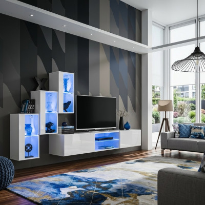 Conjunto de sala de estar de lujo nuevo, 210 cm de moderno conjunto de sala de estar, mueble de pared estantes.