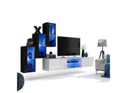 Nueva pared de sala negra 3x armario de pared instalación soporte de TV moderno conjunto.