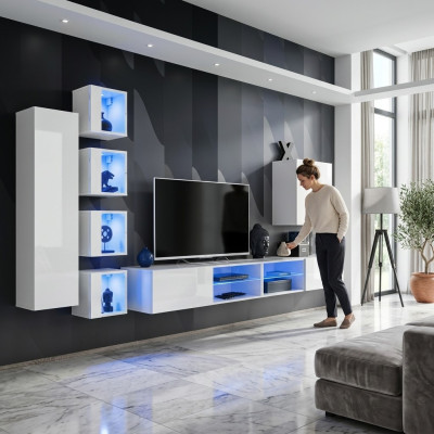 Mueble de pared moderno, armario colgante, soporte de TV de diseñador, armario de pared, muebles de madera nuevos.