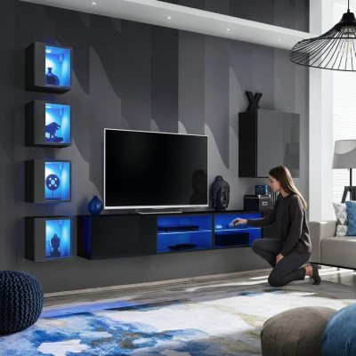 Muebles de sala de estar nuevos pared para sala de estar 320 cm 6x armario colgante conjunto de lujo estante de pared