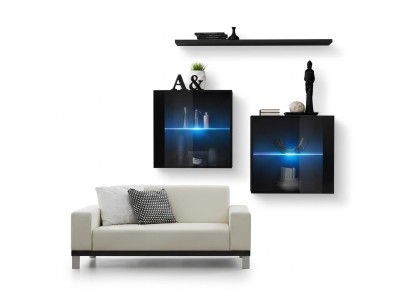 Conjunto completo de muebles de salón de 3 piezas. Dos armarios de pared modernos y nueva estantería de pared.