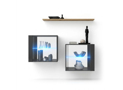Conjunto de sala de estar, mueble mural de diseñador, gris, 130 cm, mobiliario de lujo, estante de pared.