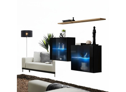 Muebles de diseñador negro lujosos armario de pared muebles de salón estantería de pared