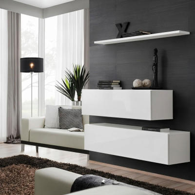 Conjunto Blanco Set de 3 piezas Completo Armario de pared Mueble de salón Estante de pared Diseño moderno