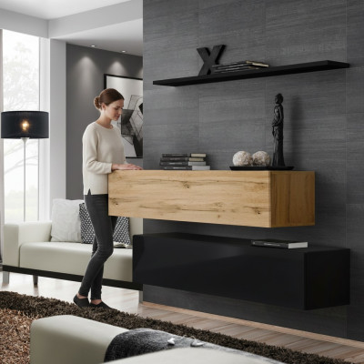 Muebles de salón de lujo, conjunto elegante de pared de 130 cm, juego de 3 piezas, armario de pared.