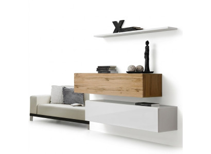 Mueble de pared de 130 cm de diseñador, conjunto de 2 armarios de pared, muebles de madera para la sala de estar.