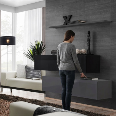 Sala de estar con estante de pared, aparador, paredes interiores, armario de pared, juego completo de 3 piezas. Nuevo.